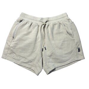ASRV French Terry Tech Sweat Shorts size L large sand khaki 6" inseam bone